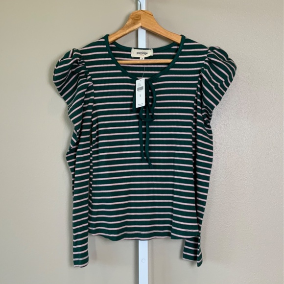 Anthropologie Porridge Puff-Sleeve Tie-Front Top - Picture 9 of 16